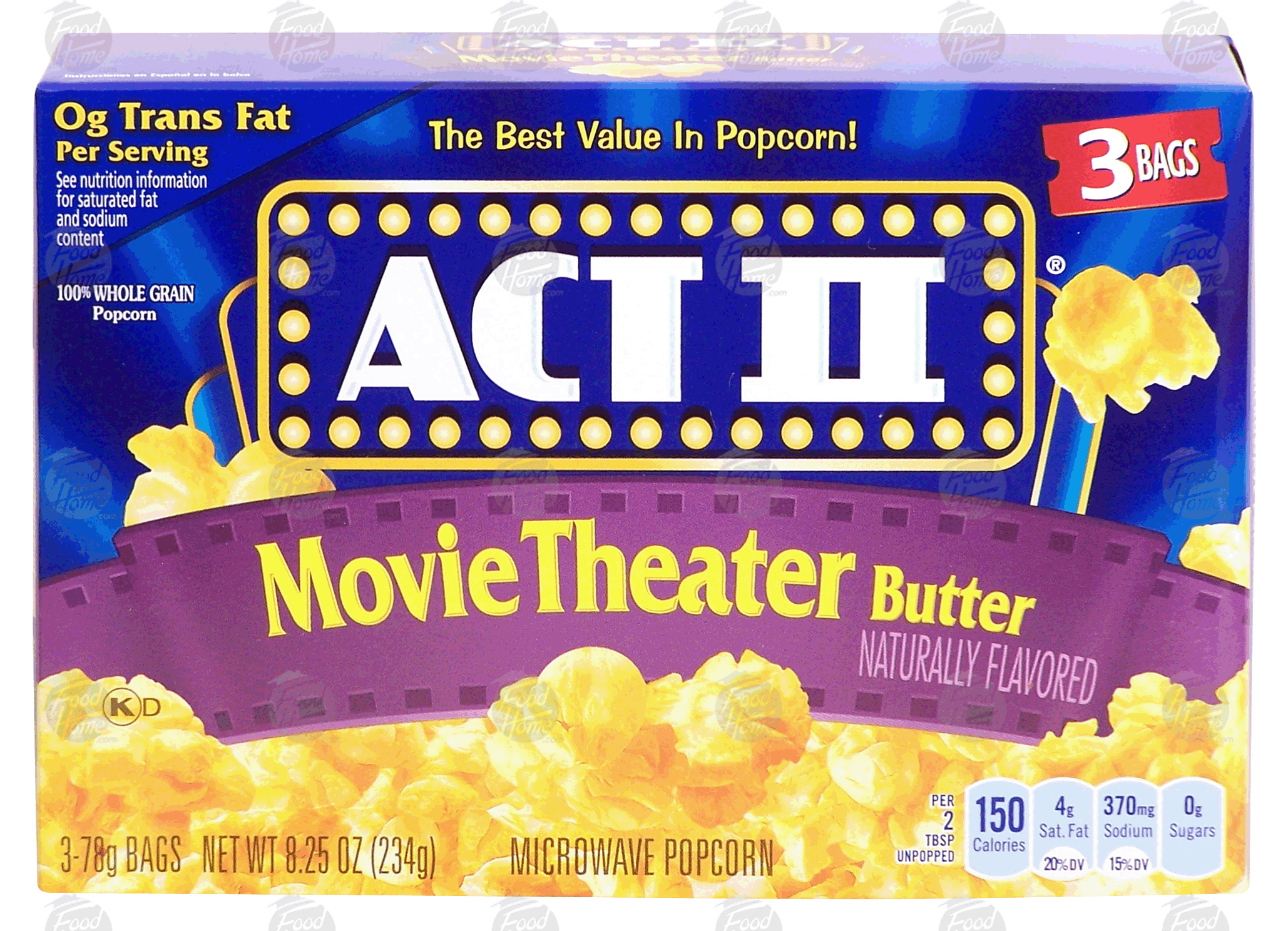 Act II  movie theater butter flavored popcorn, 3 bags Full-Size Picture